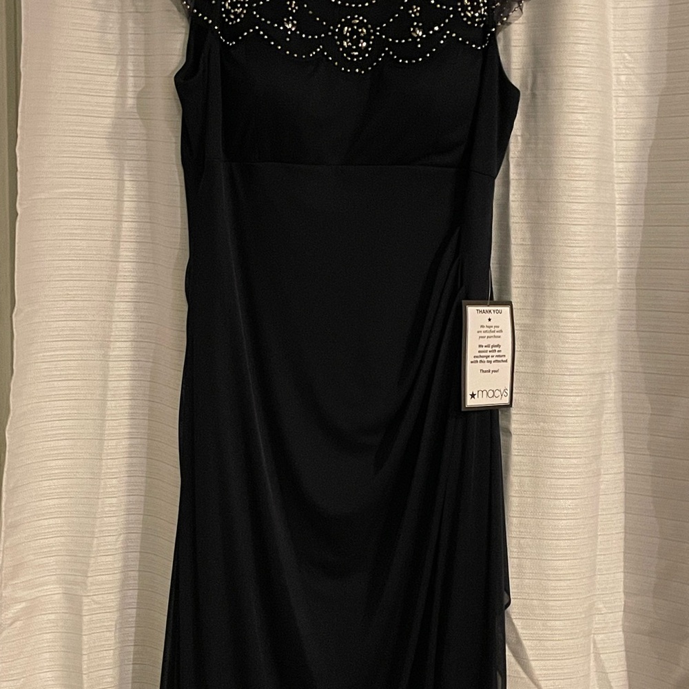 Xscape Black Dress with Beaded Neckline